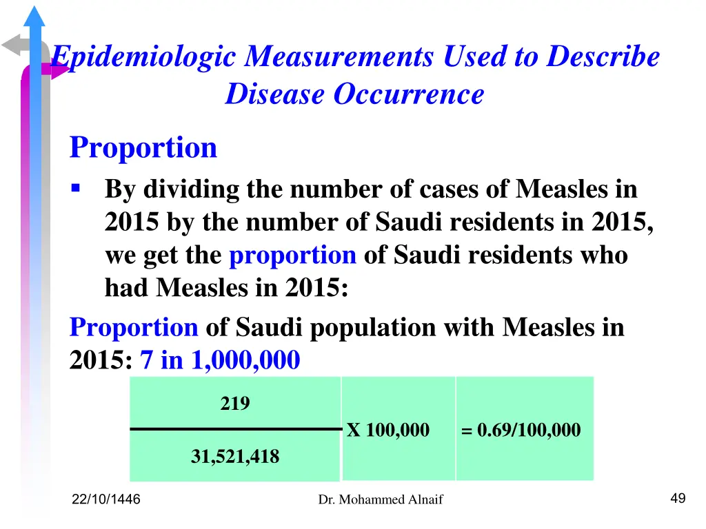 epidemiologic measurements used to describe 9
