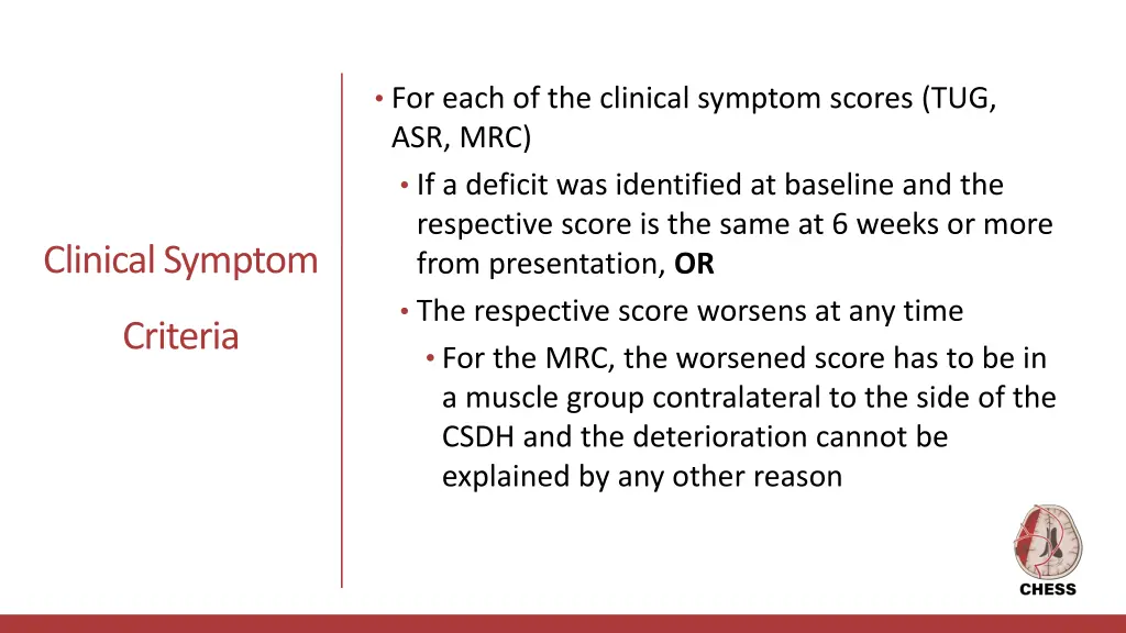 for each of the clinical symptom scores