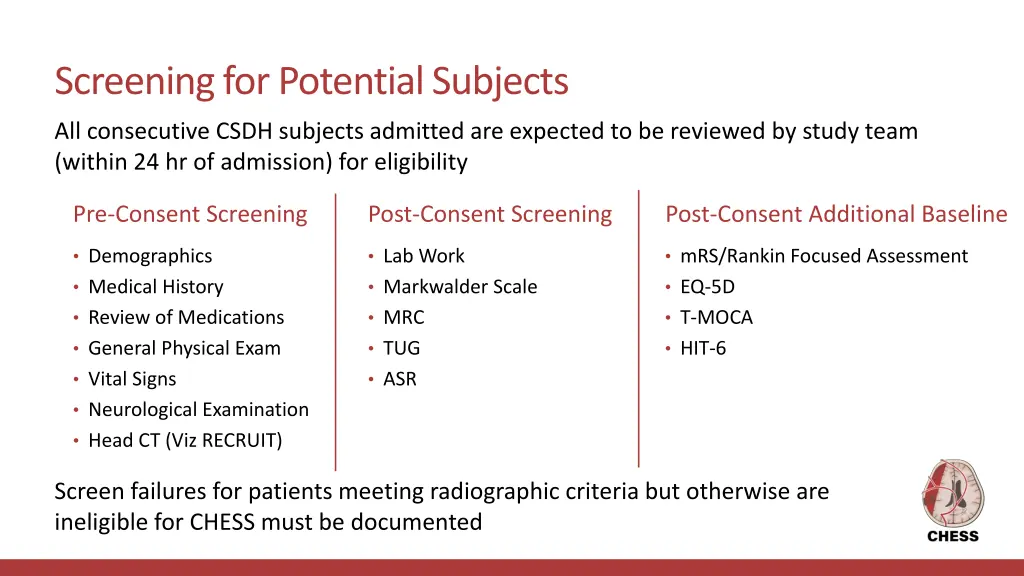 screening for potential subjects