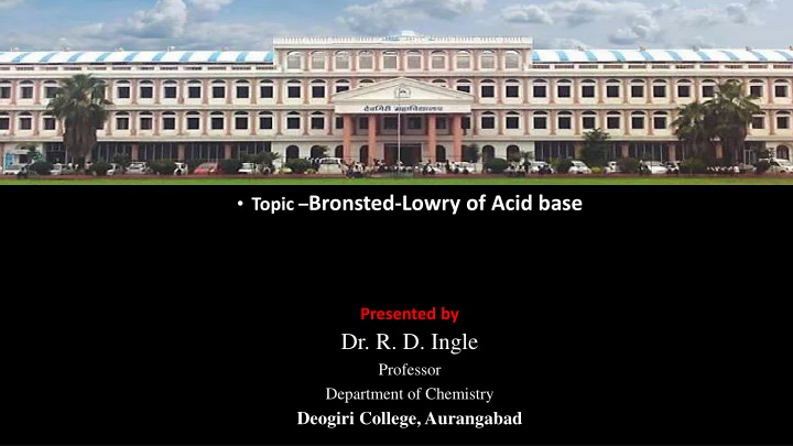 topic bronsted lowry of acid base