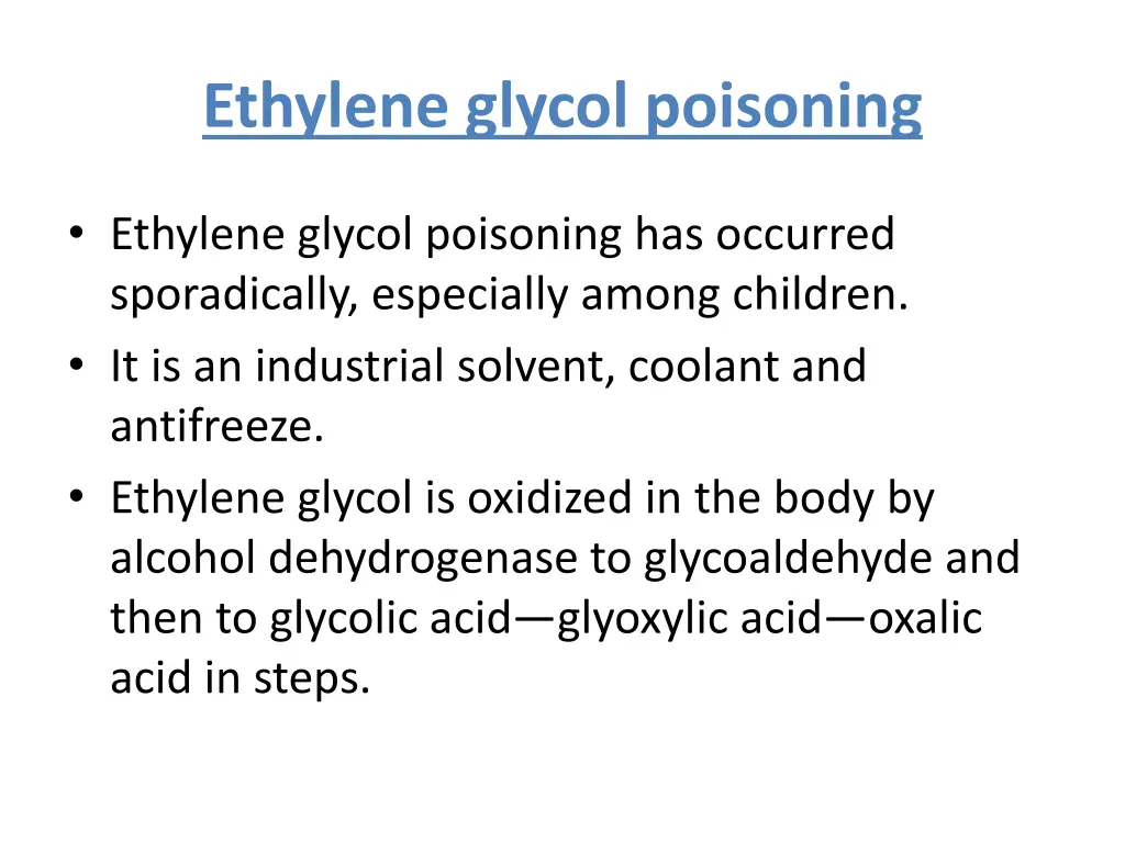 ethylene glycol poisoning