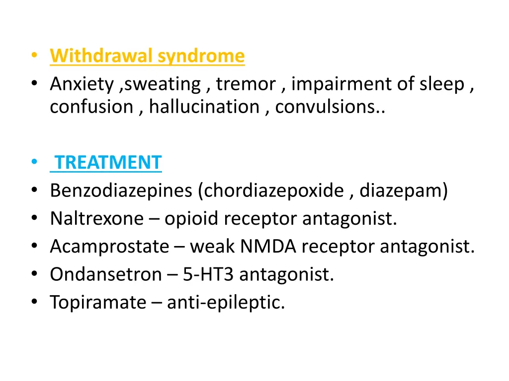 withdrawal syndrome anxiety sweating tremor