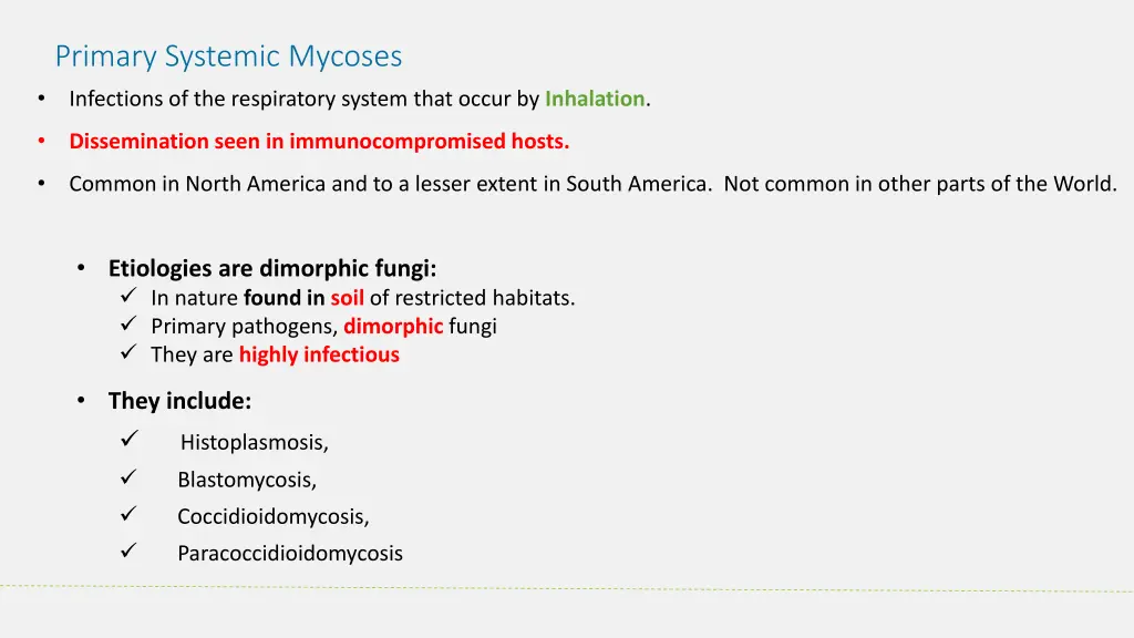 primary systemic mycoses