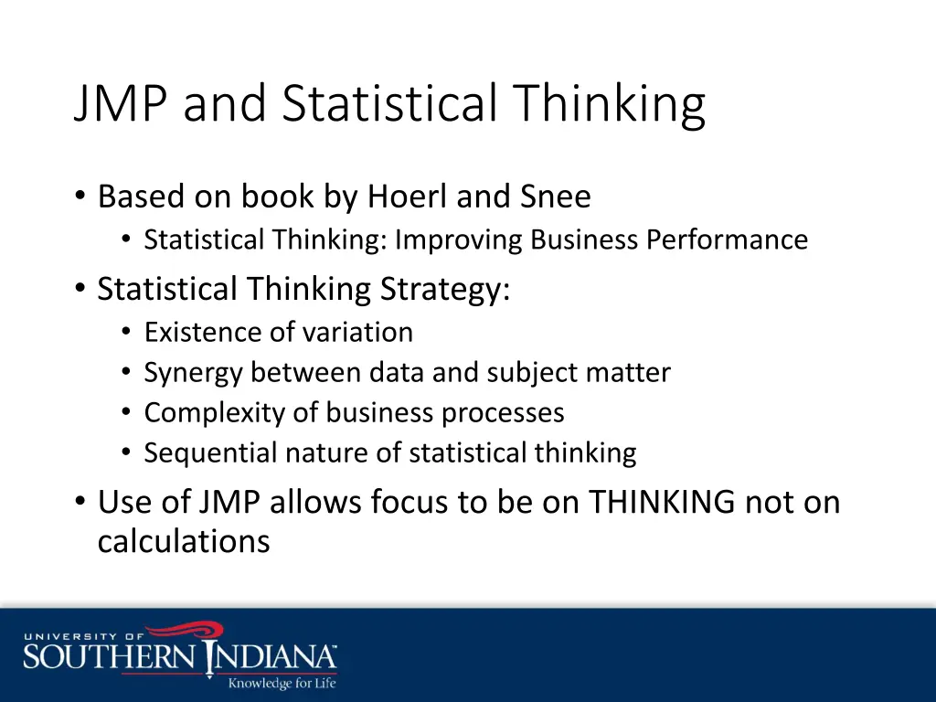 jmp and statistical thinking