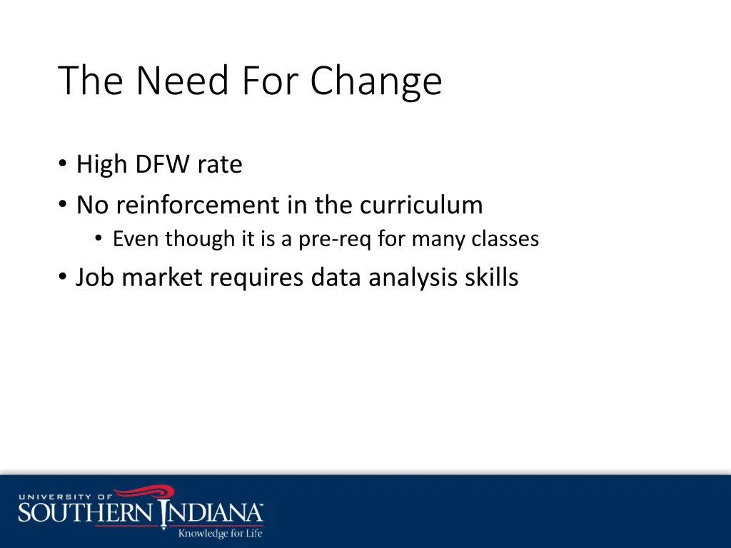the need for change