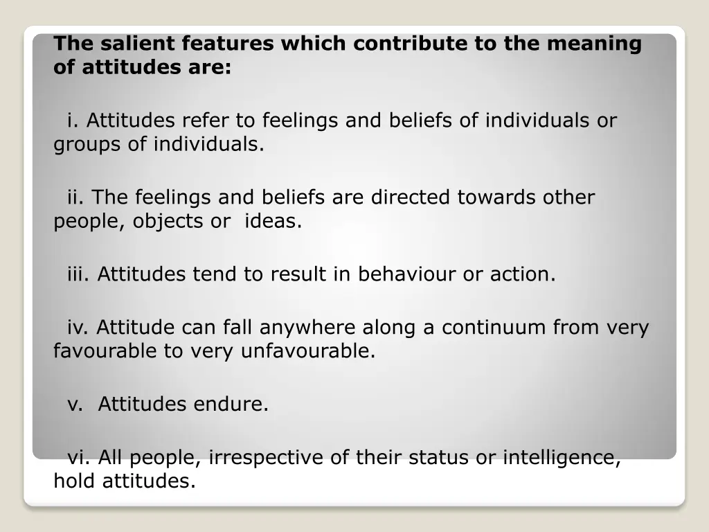 the salient features which contribute