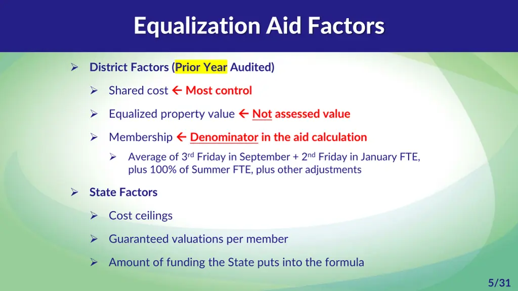 equalization aid factors