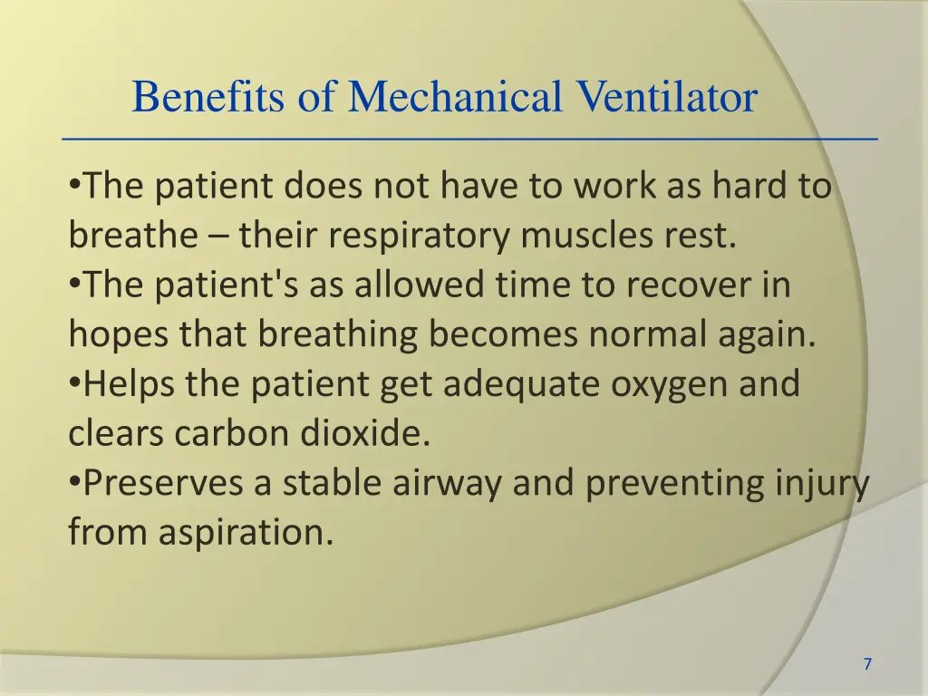 benefits of mechanical ventilator