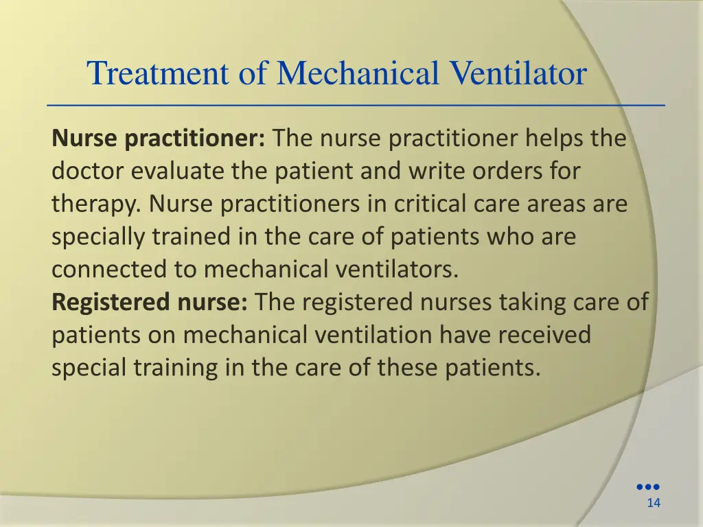 treatment of mechanical ventilator 1