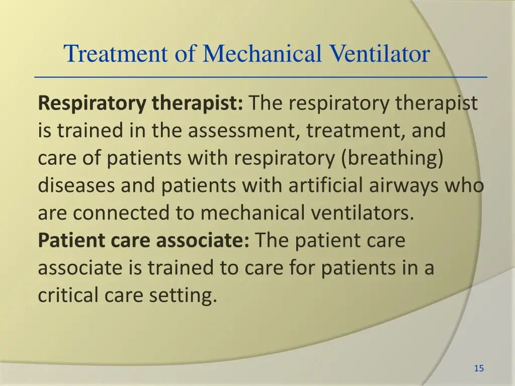 treatment of mechanical ventilator 2