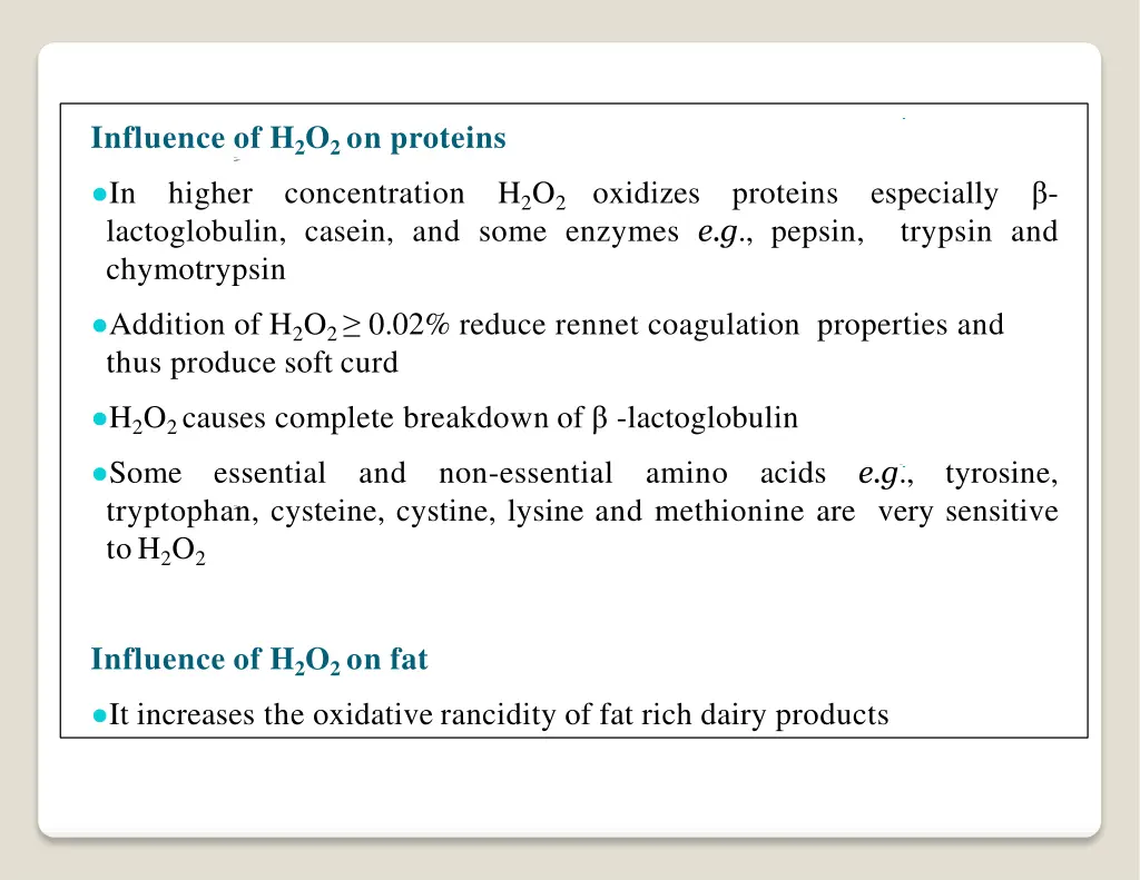 influence of h 2 o 2 on proteins in higher