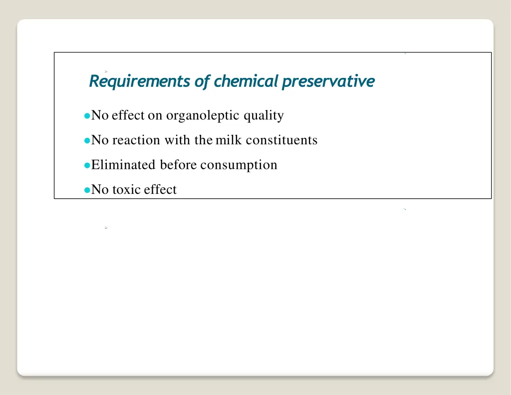 requirements of chemicalpreservative