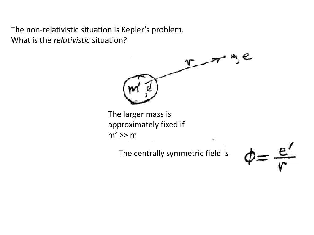 the non relativistic situation is kepler