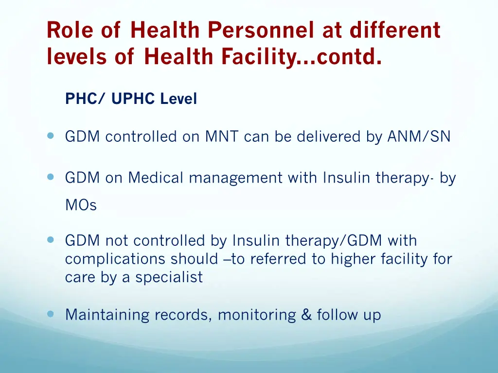 role of health personnel at different levels 1