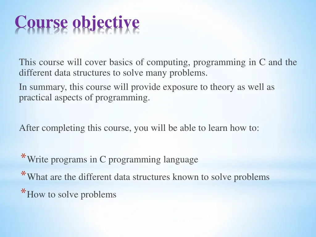 course objective
