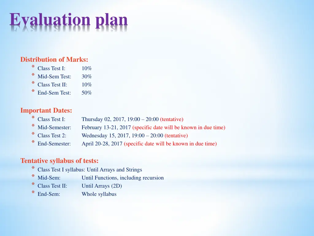 evaluation plan