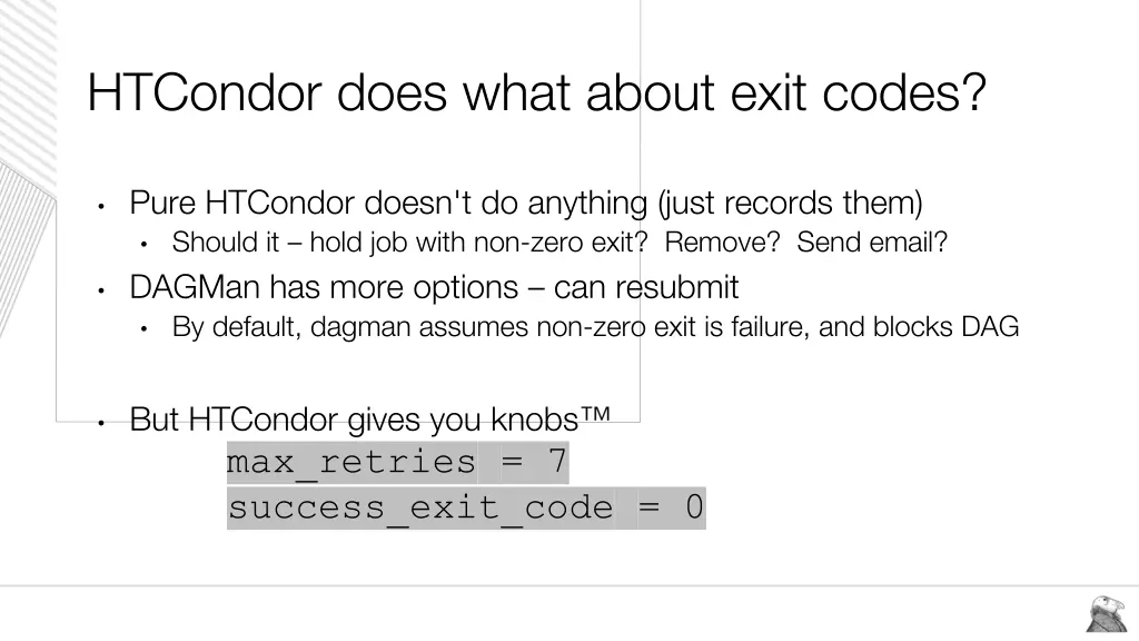 htcondor does what about exit codes