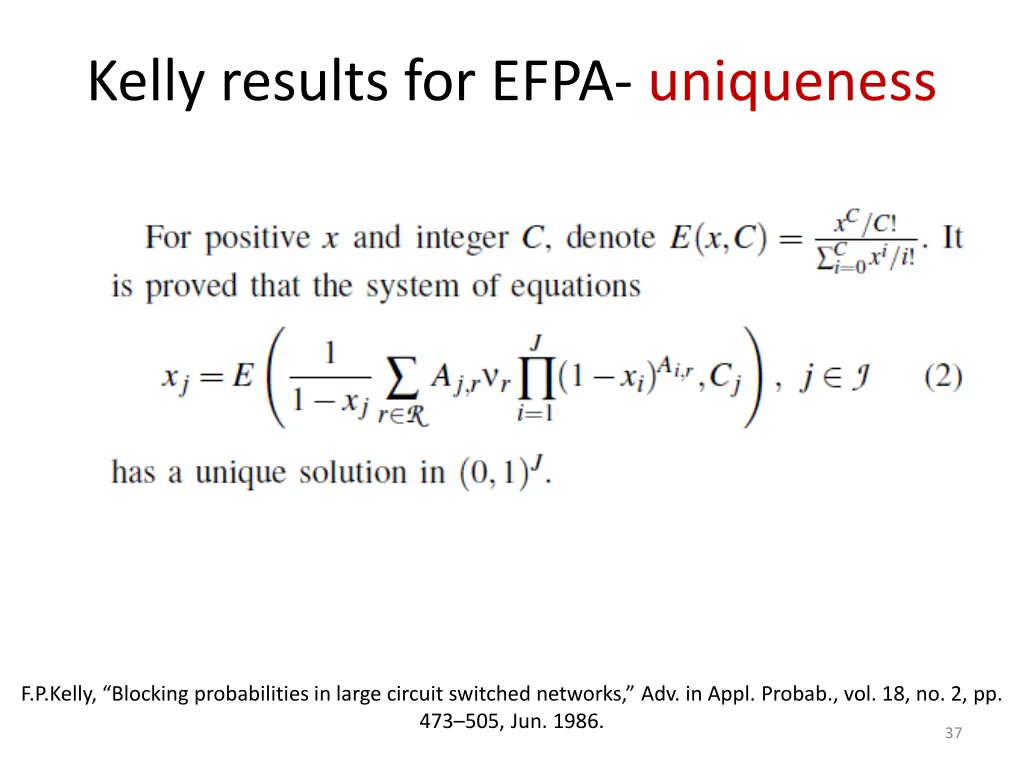 kelly results for efpa uniqueness