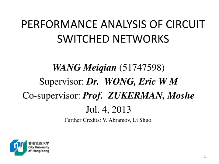 performance analysis of circuit switched networks