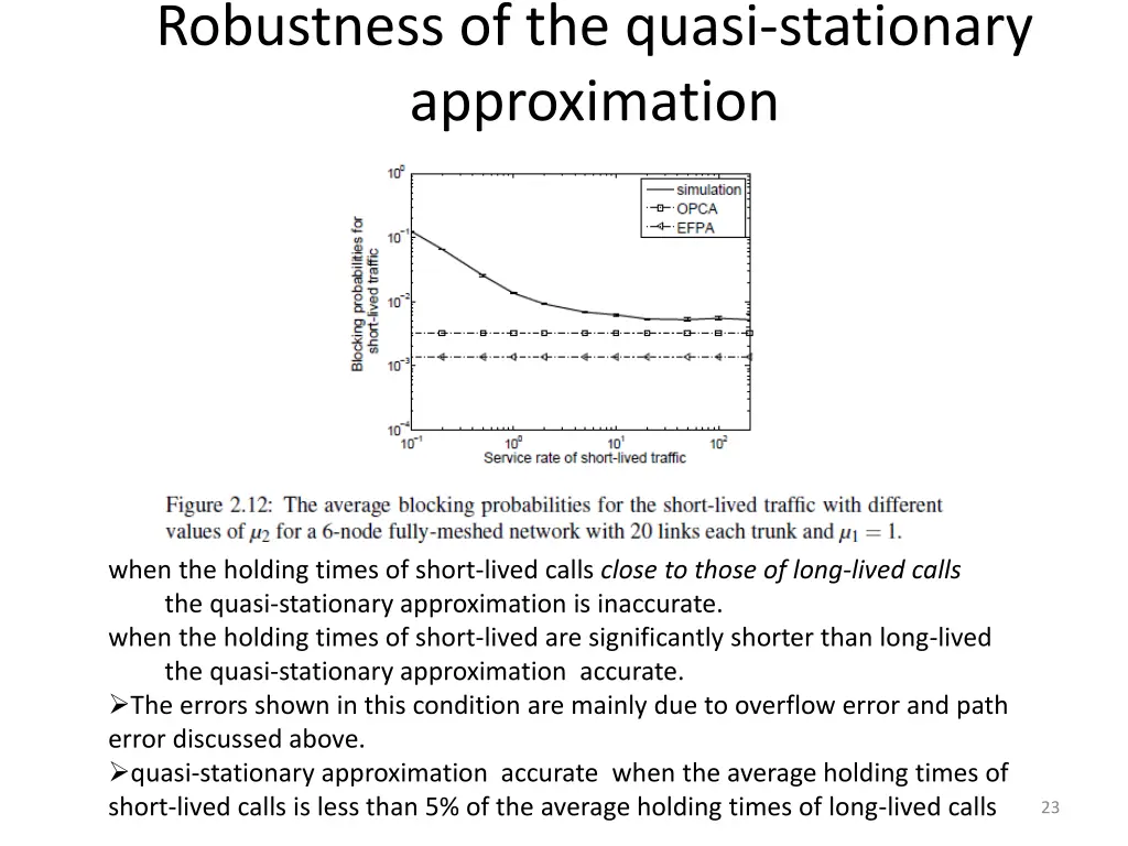 robustness of the quasi stationary approximation