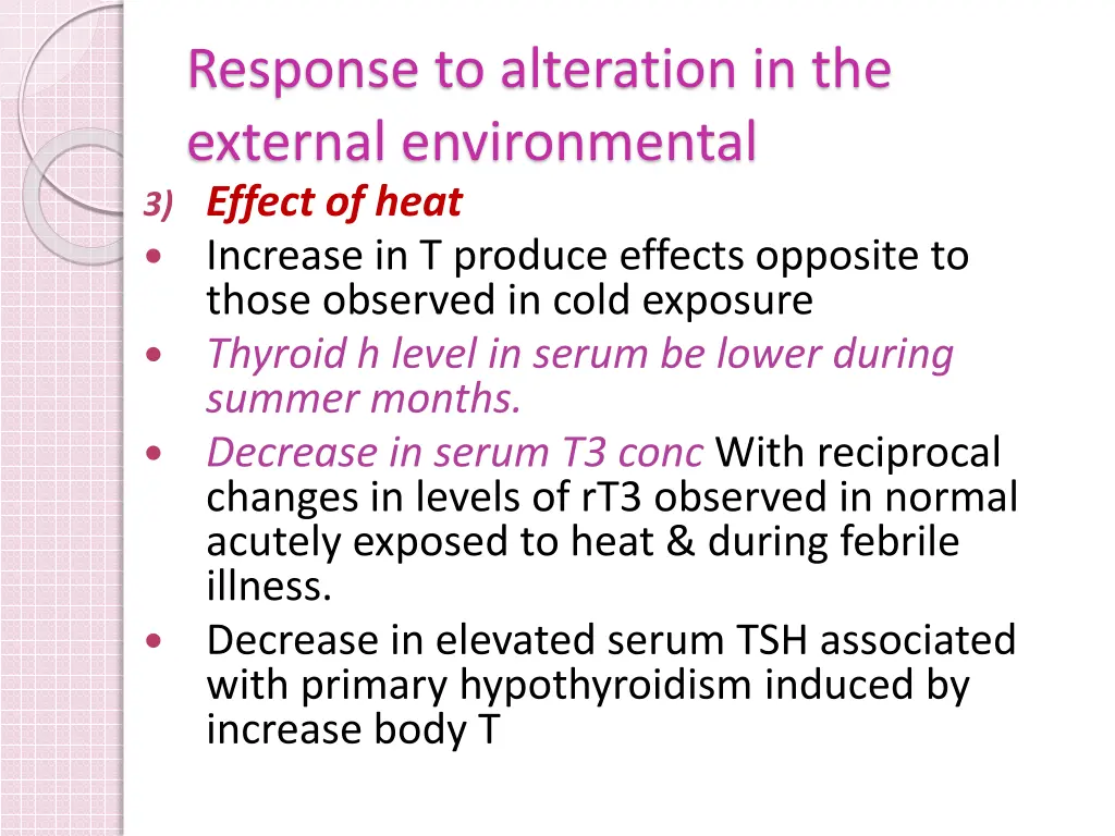 response to alteration in the external 3