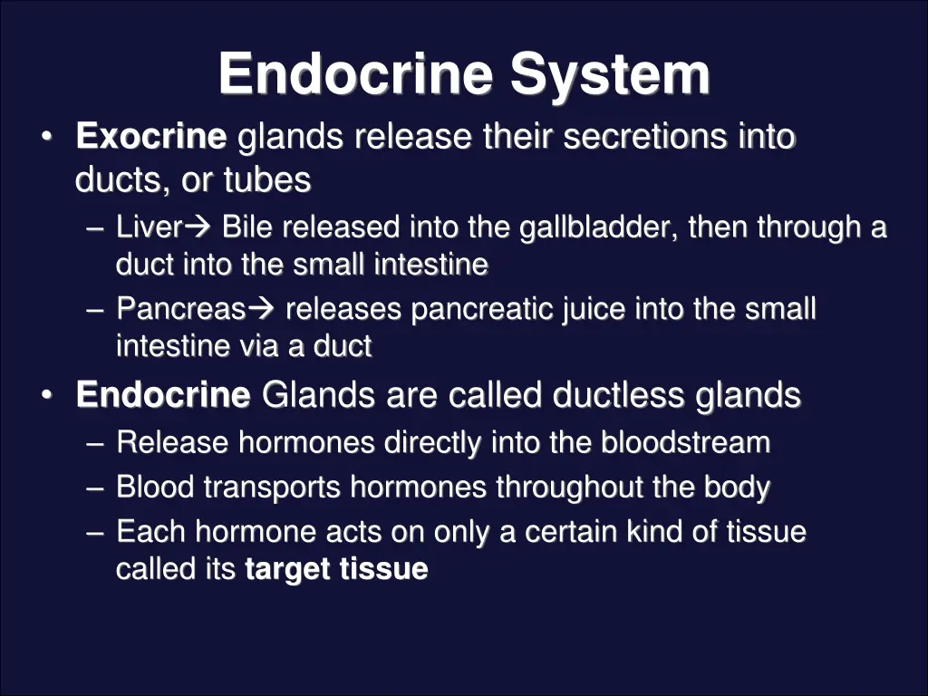 endocrine system exocrine glands release their