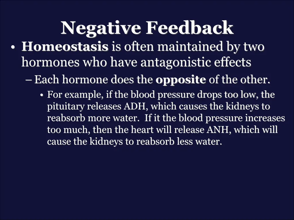 negative feedback homeostasis is often maintained