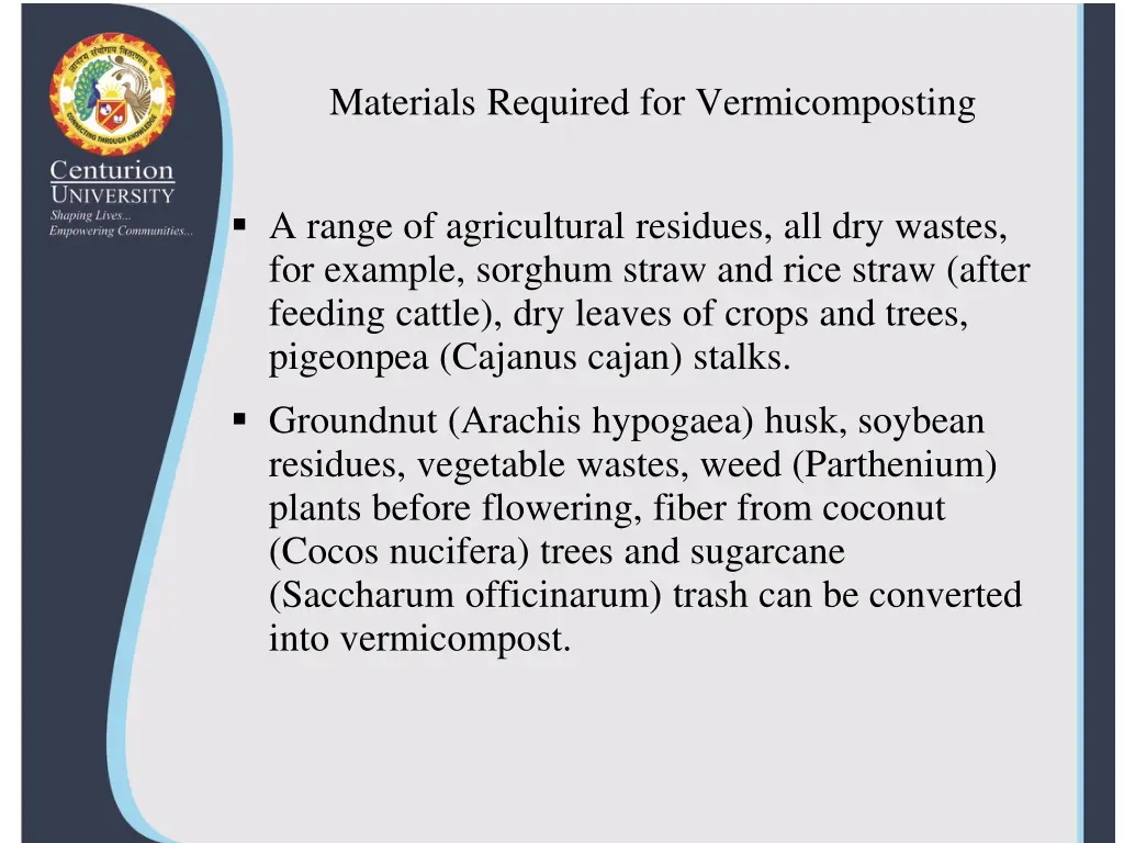 materials required for vermicomposting