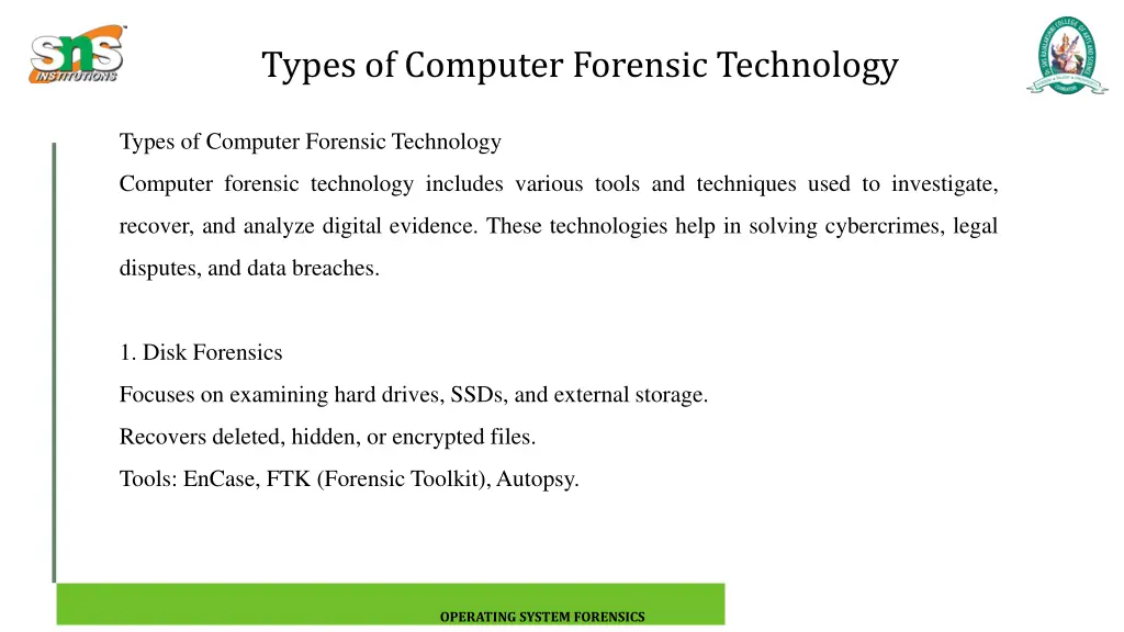 types of computer forensic technology