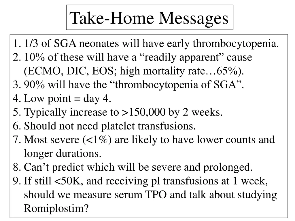 take home messages
