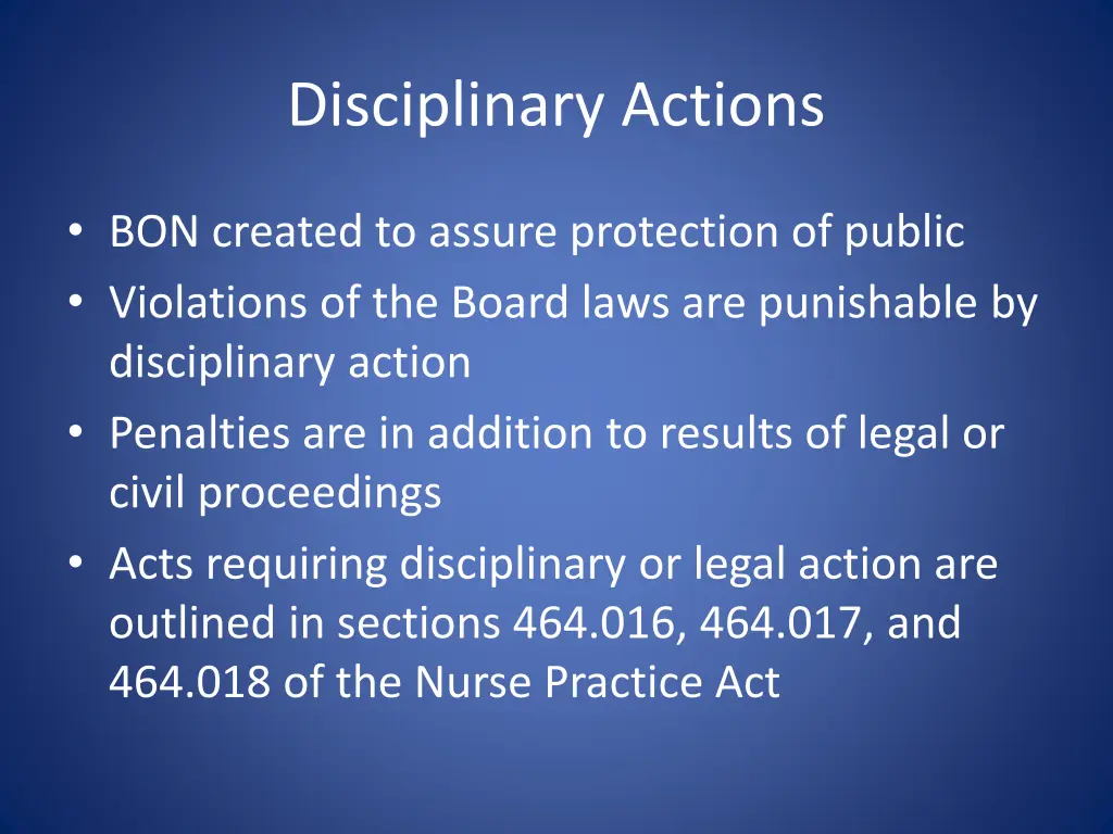 disciplinary actions