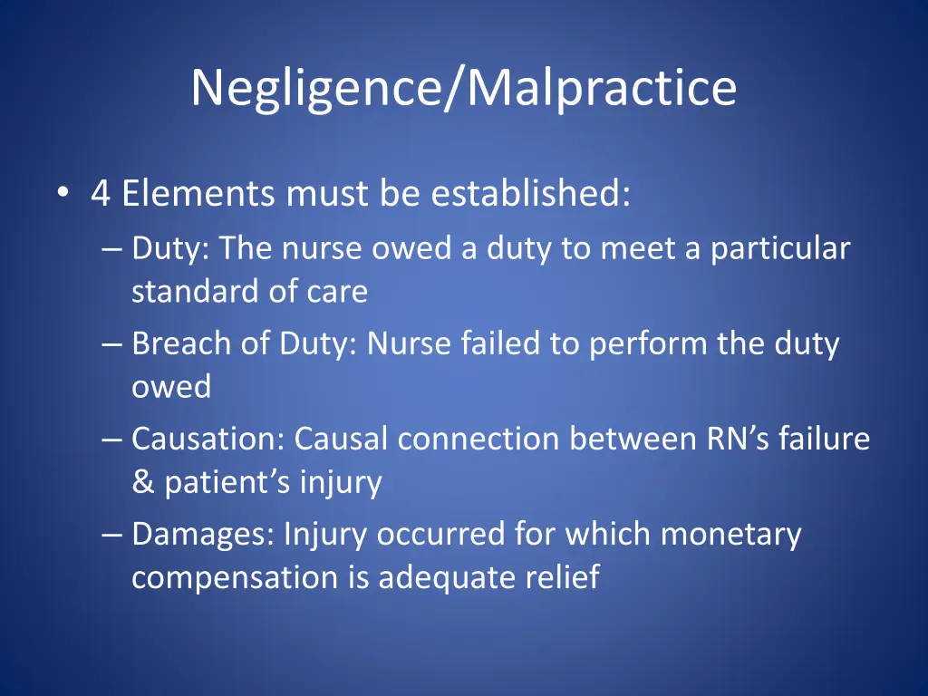 negligence malpractice
