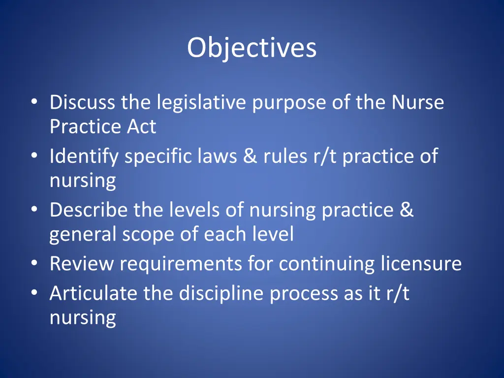 objectives