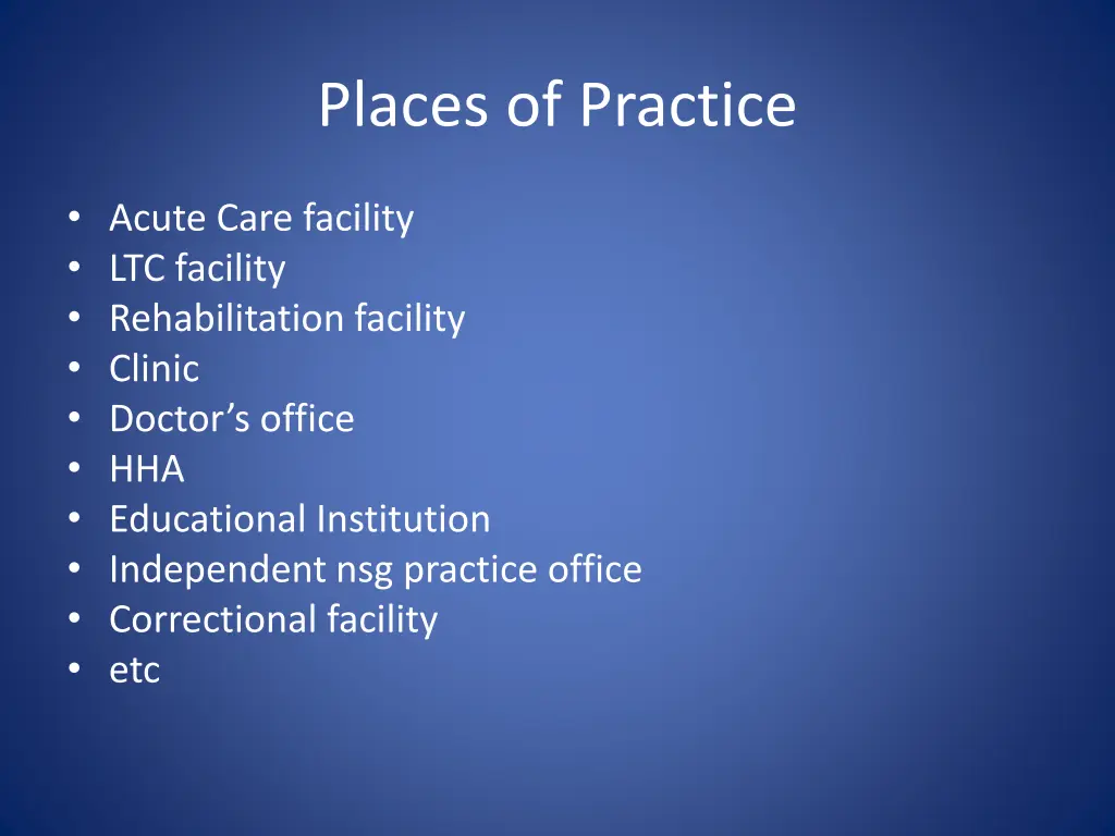 places of practice