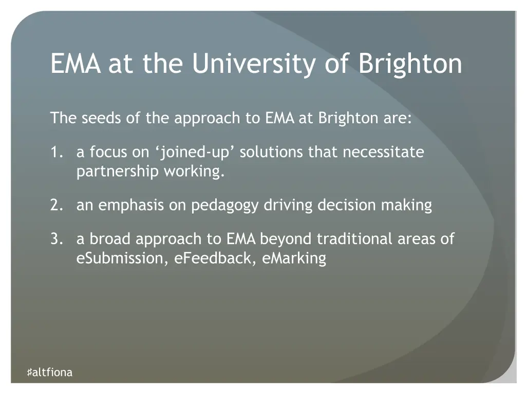 ema at the university of brighton