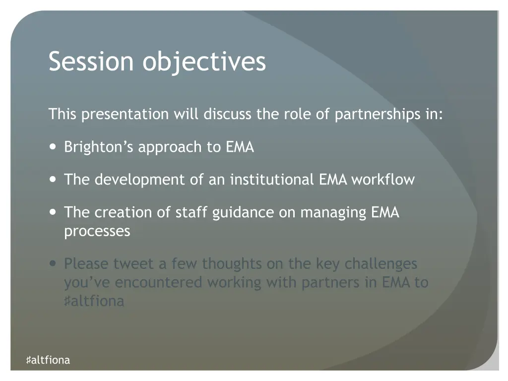 session objectives