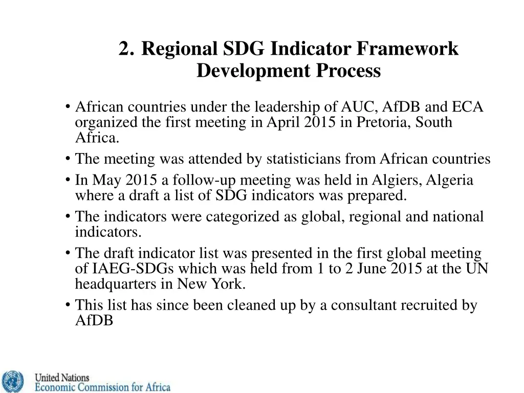 2 regional sdg indicator framework development