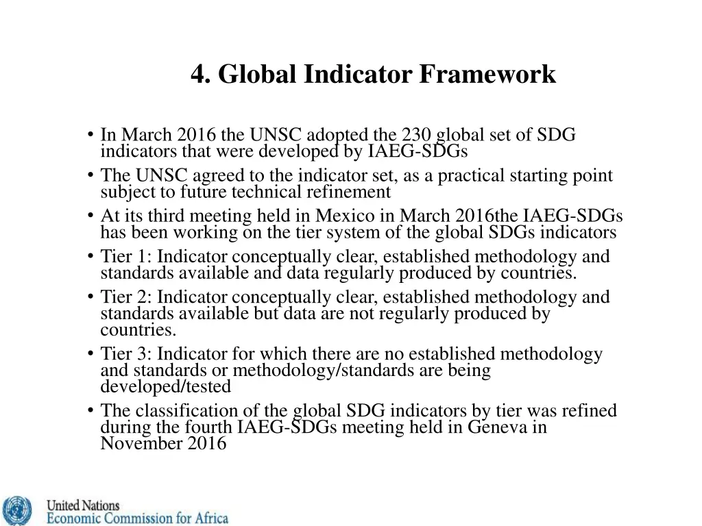 4 global indicator framework