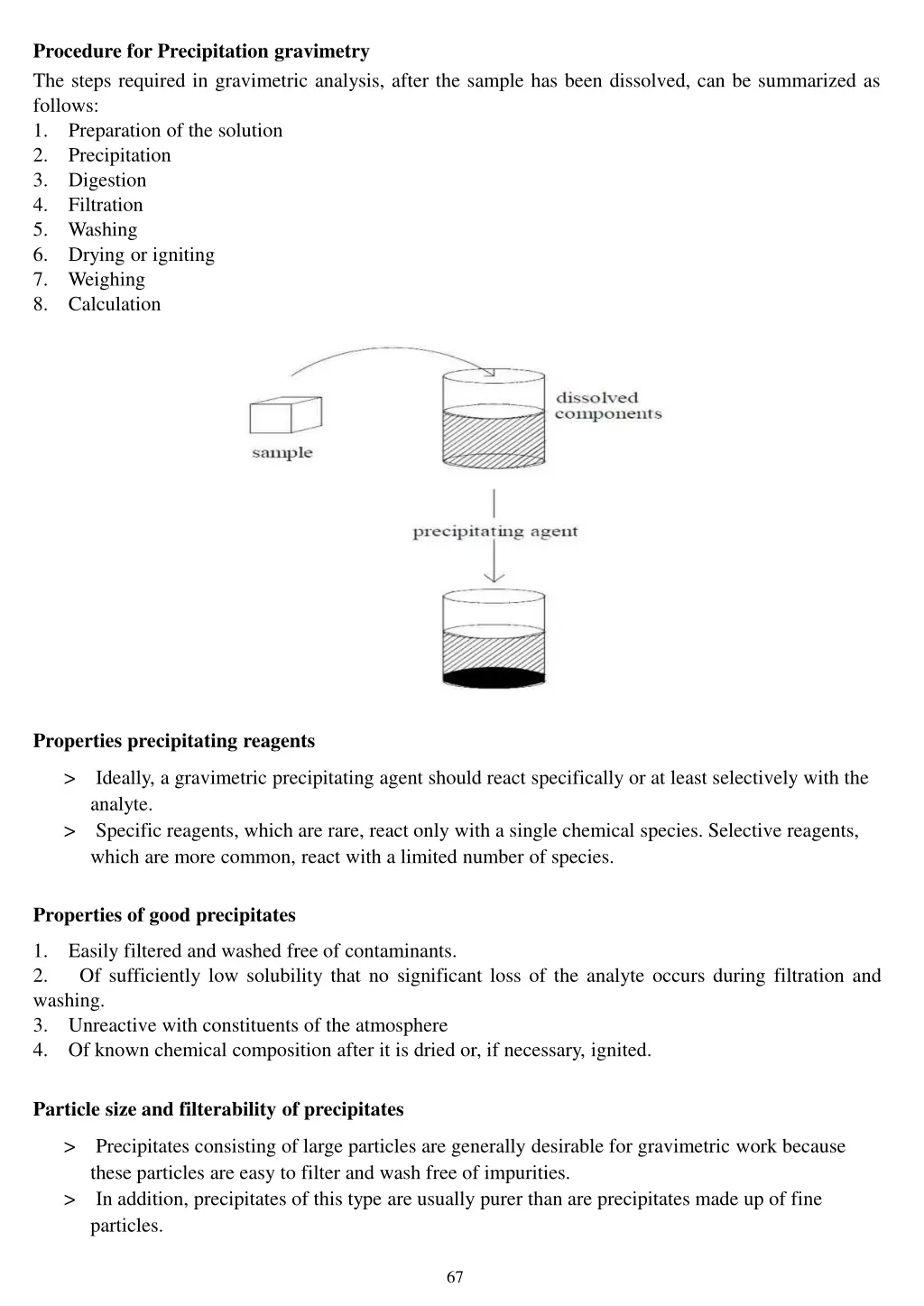 procedure for precipitation gravimetry the steps