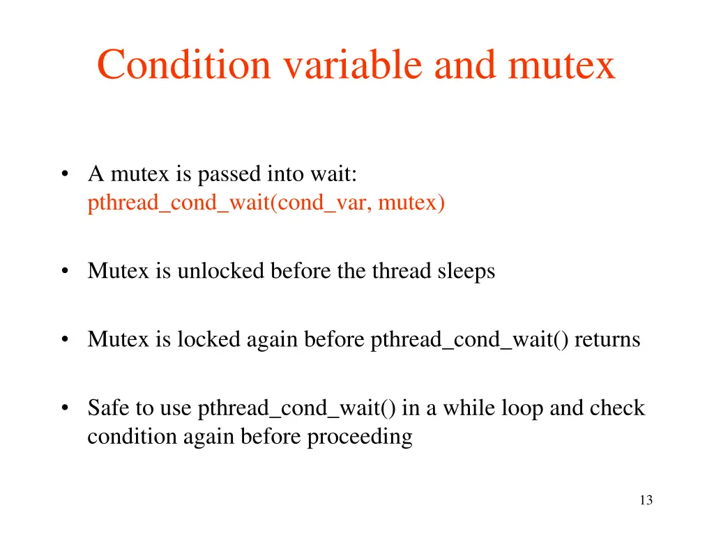 condition variable and mutex