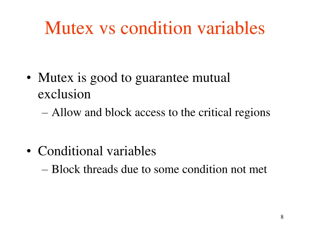 mutex vs condition variables