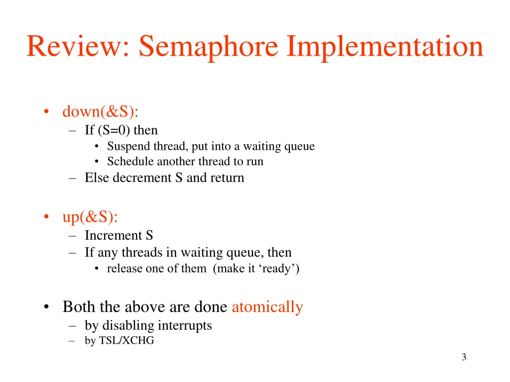 review semaphore implementation