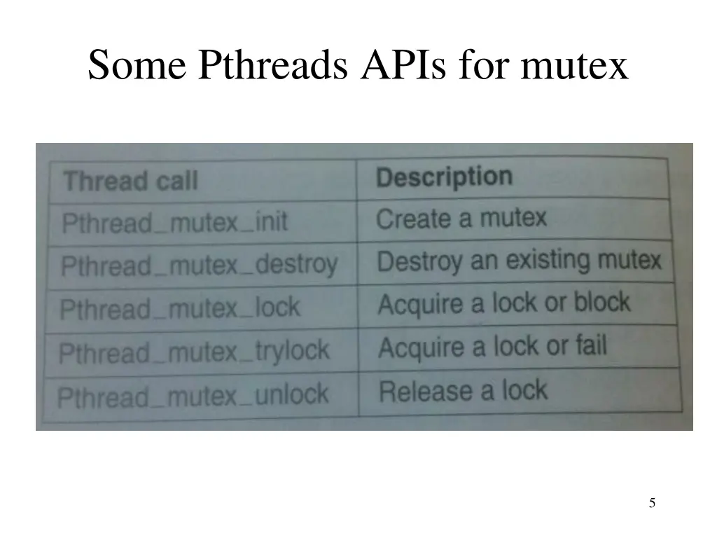 some pthreads apis for mutex