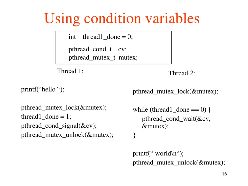 using condition variables 1