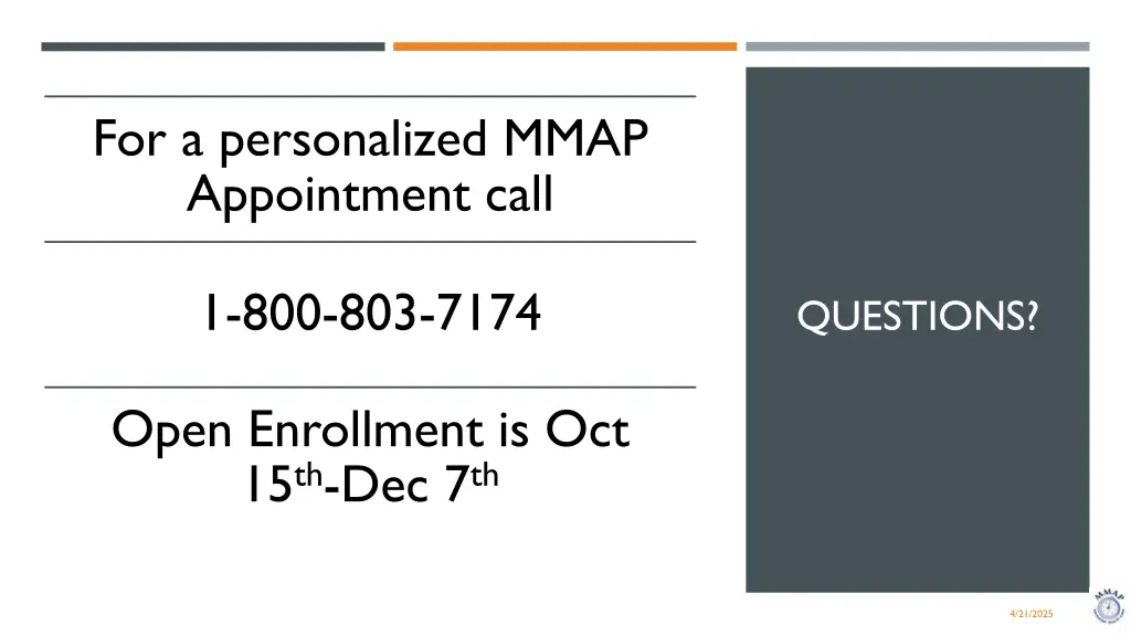 for a personalized mmap appointment call