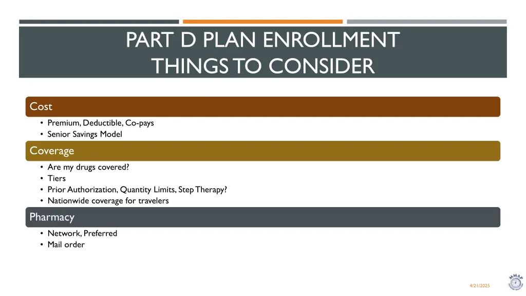 part d plan enrollment things to consider