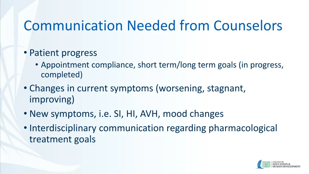 communication needed from counselors