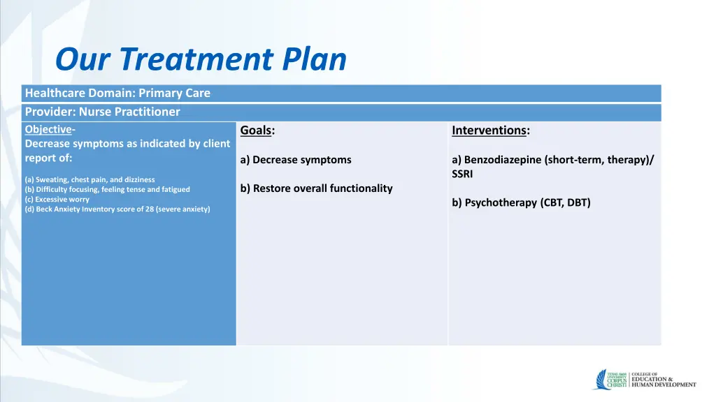 our treatment plan