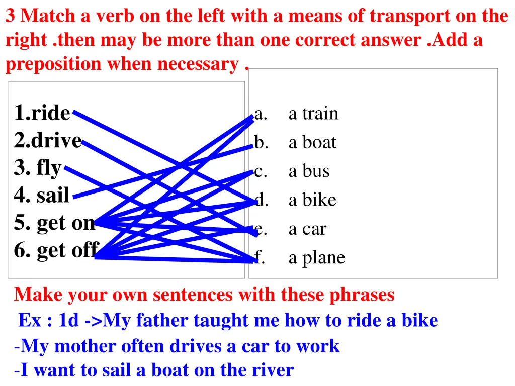 3 match a verb on the left with a means