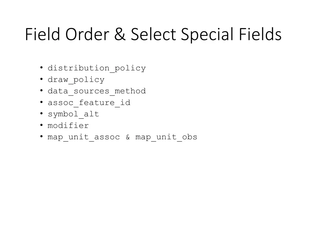 field order select special fields
